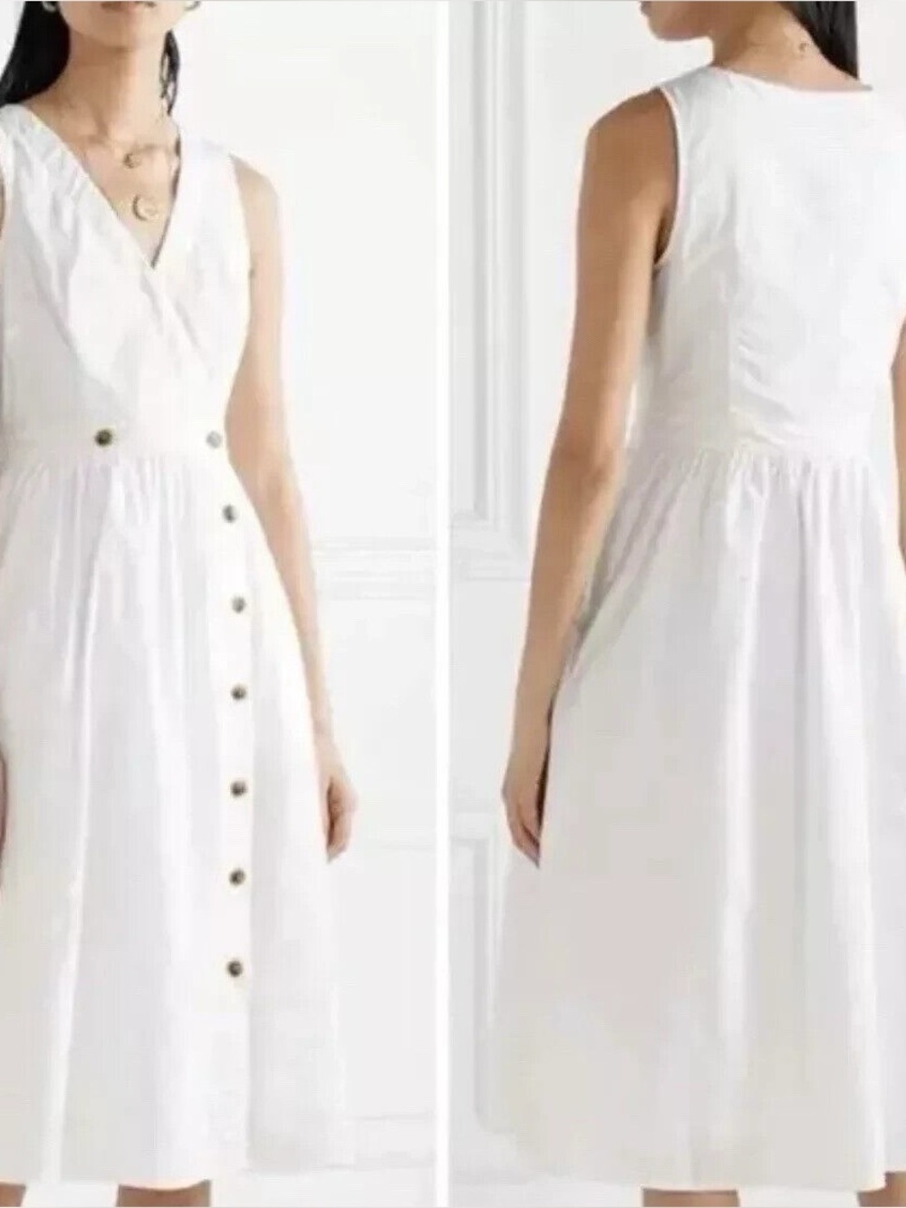 J. Crew White Sleeveless Button-Front Dress
